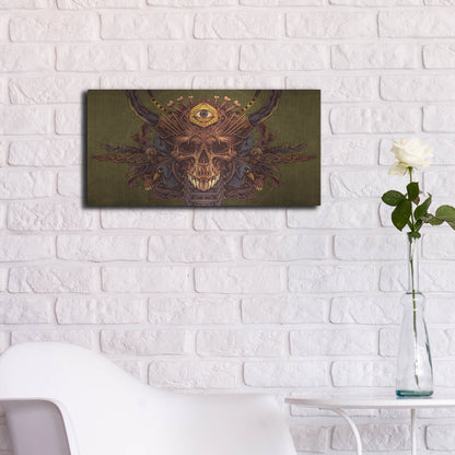Luxe Metal Art 'Skull And Pyramid Eye' by Flyland Designs, Metal Wall Art,24x12