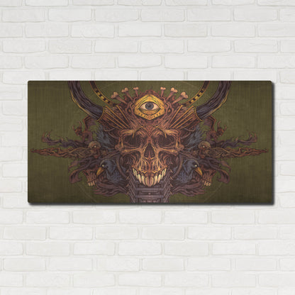 Luxe Metal Art 'Skull And Pyramid Eye' by Flyland Designs, Metal Wall Art,48x24