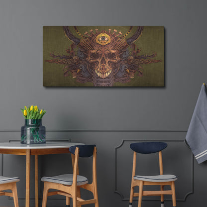 Luxe Metal Art 'Skull And Pyramid Eye' by Flyland Designs, Metal Wall Art,48x24