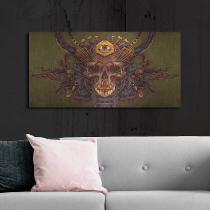 Luxe Metal Art 'Skull And Pyramid Eye' by Flyland Designs, Metal Wall Art,48x24