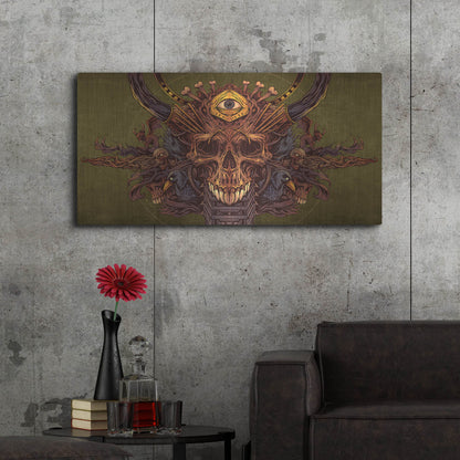 Luxe Metal Art 'Skull And Pyramid Eye' by Flyland Designs, Metal Wall Art,48x24