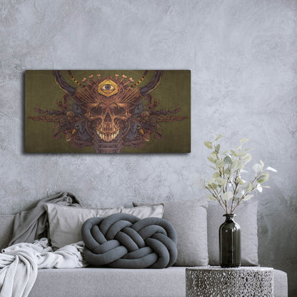 Luxe Metal Art 'Skull And Pyramid Eye' by Flyland Designs, Metal Wall Art,48x24