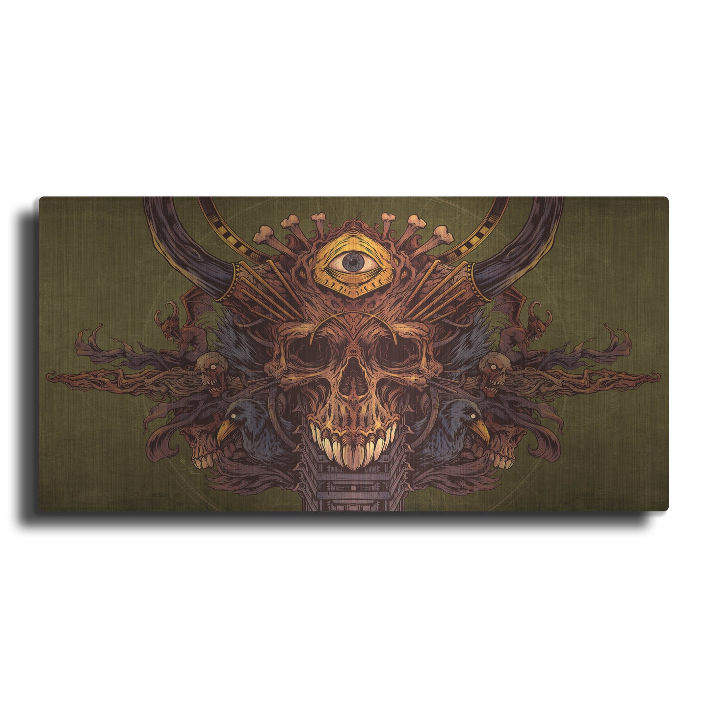 Luxe Metal Art 'Skull And Pyramid Eye' by Flyland Designs, Metal Wall Art
