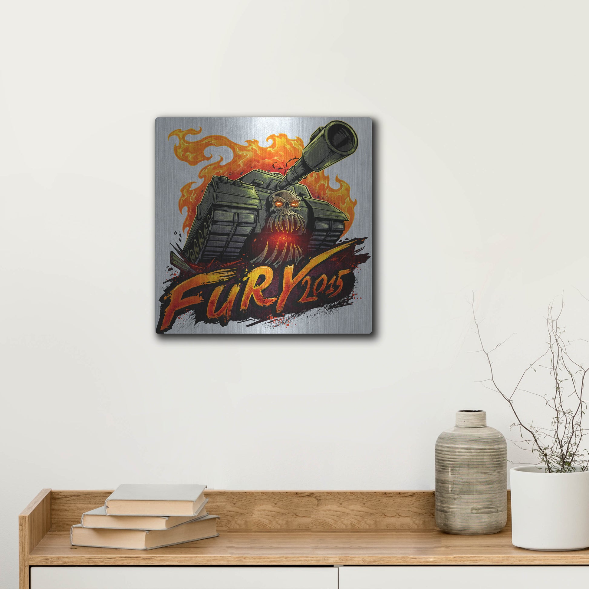 Luxe Metal Art 'Skull Tank' by Flyland Designs, Metal Wall Art,12x12