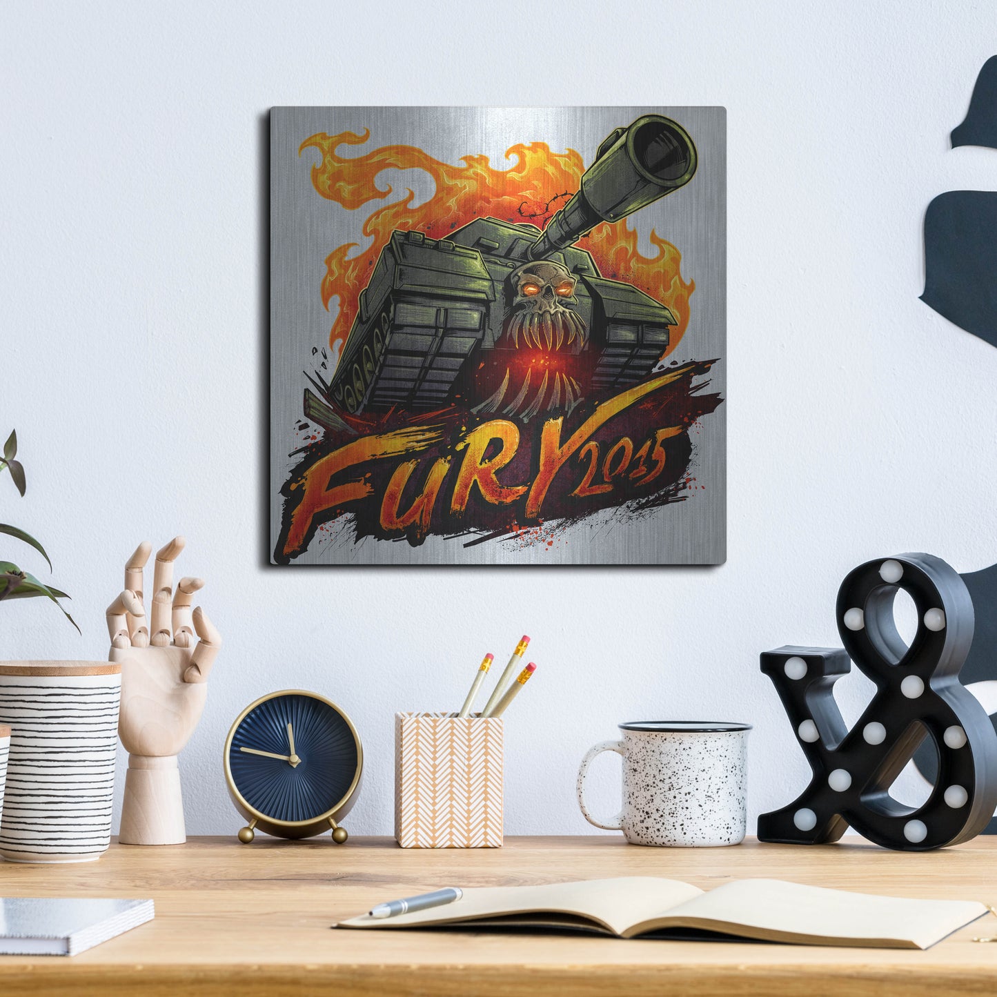 Luxe Metal Art 'Skull Tank' by Flyland Designs, Metal Wall Art,12x12