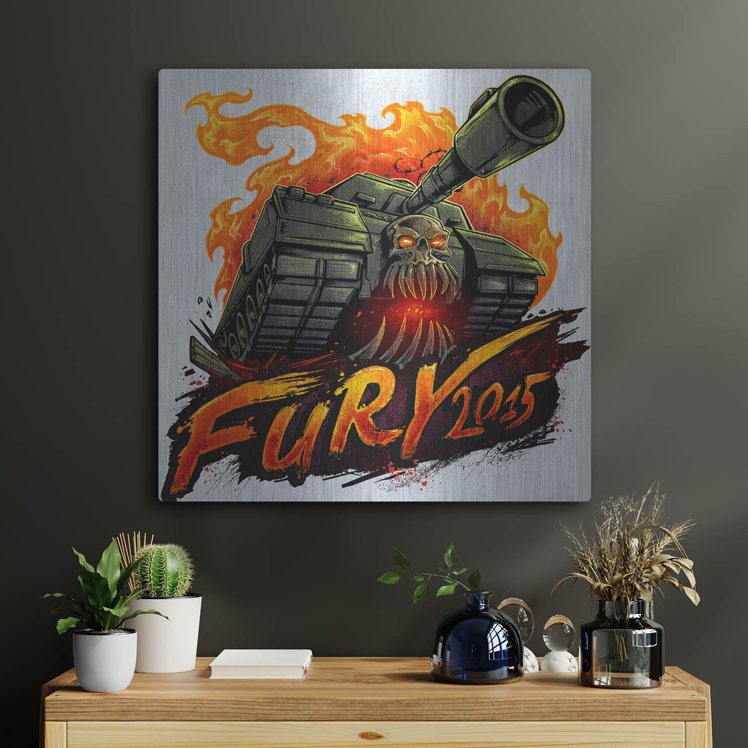 Luxe Metal Art 'Skull Tank' by Flyland Designs, Metal Wall Art,24x24