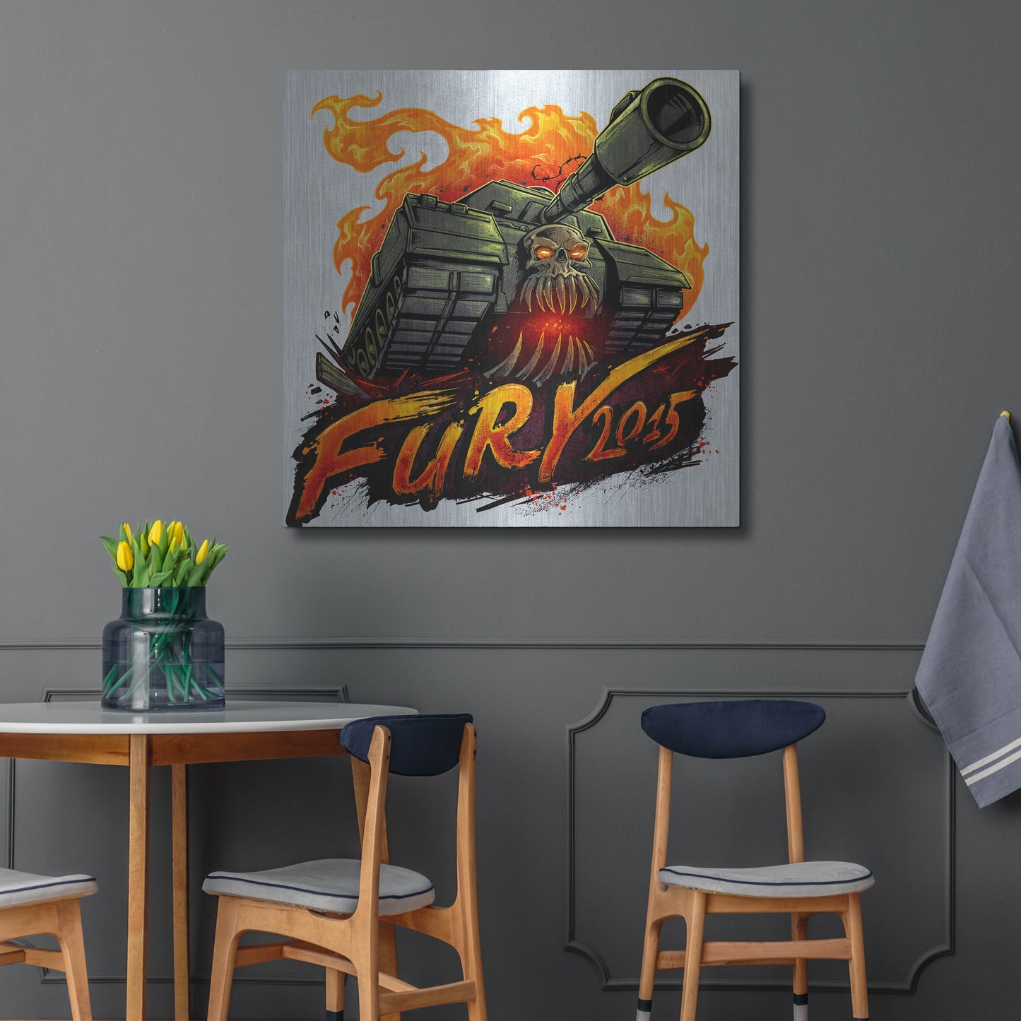 Luxe Metal Art 'Skull Tank' by Flyland Designs, Metal Wall Art,36x36