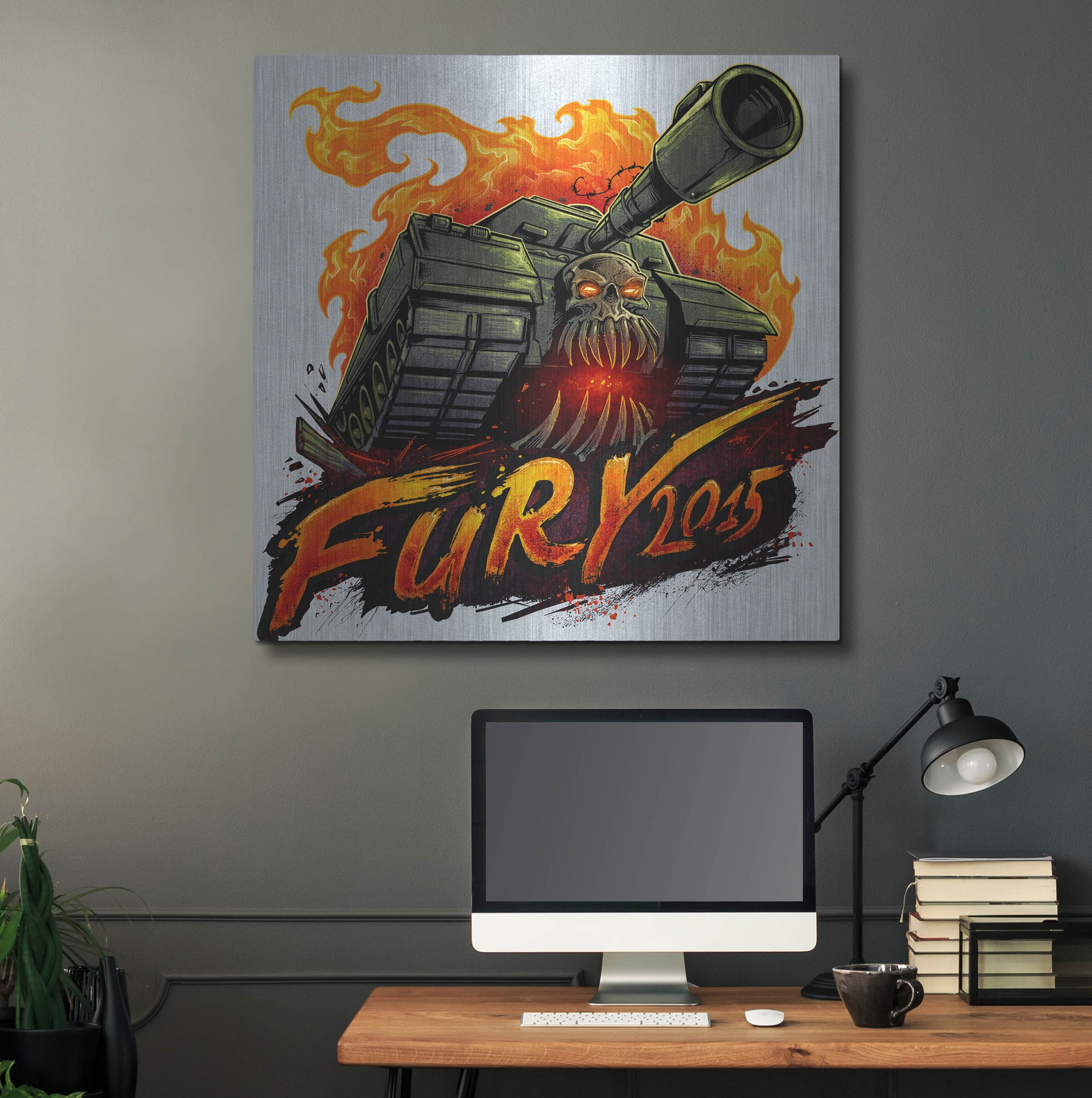 Luxe Metal Art 'Skull Tank' by Flyland Designs, Metal Wall Art,36x36