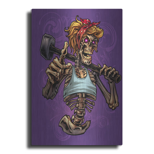 Luxe Metal Art 'Sledgehammer Skeleton Female' by Flyland Designs, Metal Wall Art