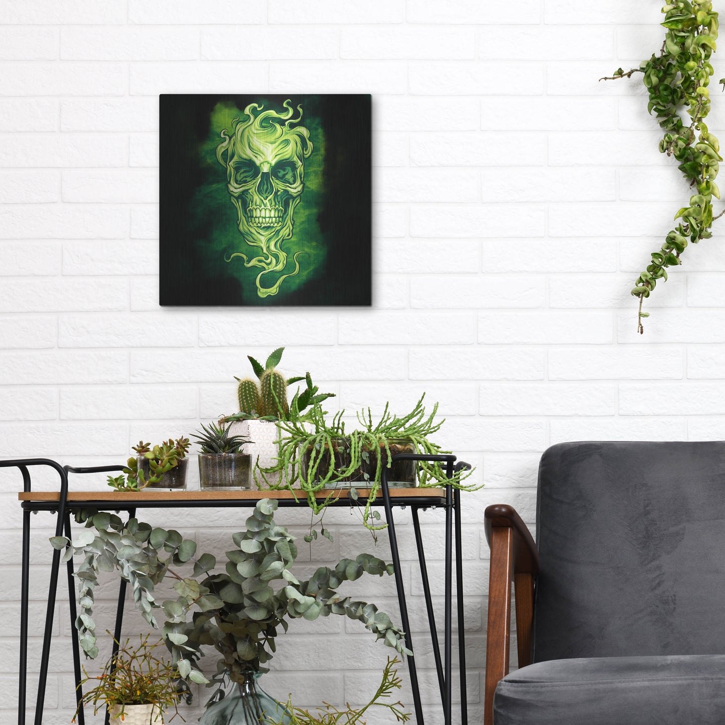 Luxe Metal Art 'Smoky Skull' by Flyland Designs, Metal Wall Art,12x12