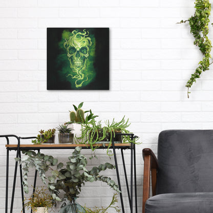 Luxe Metal Art 'Smoky Skull' by Flyland Designs, Metal Wall Art,12x12