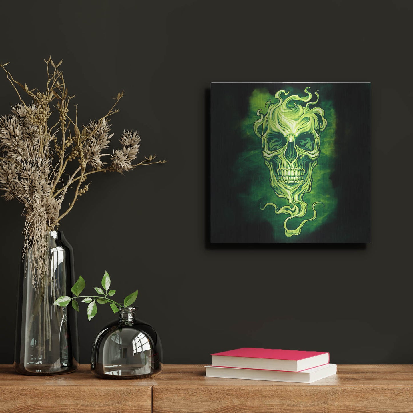 Luxe Metal Art 'Smoky Skull' by Flyland Designs, Metal Wall Art,12x12