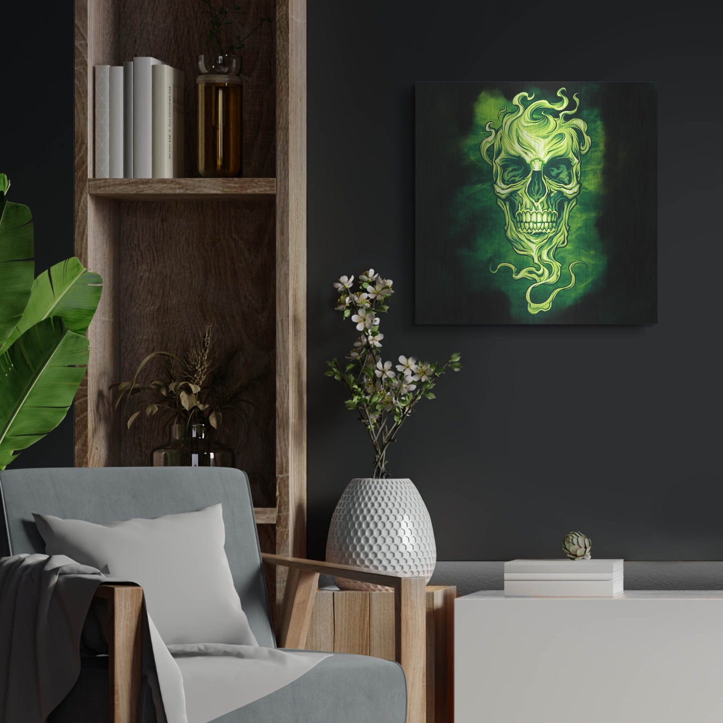 Luxe Metal Art 'Smoky Skull' by Flyland Designs, Metal Wall Art,24x24