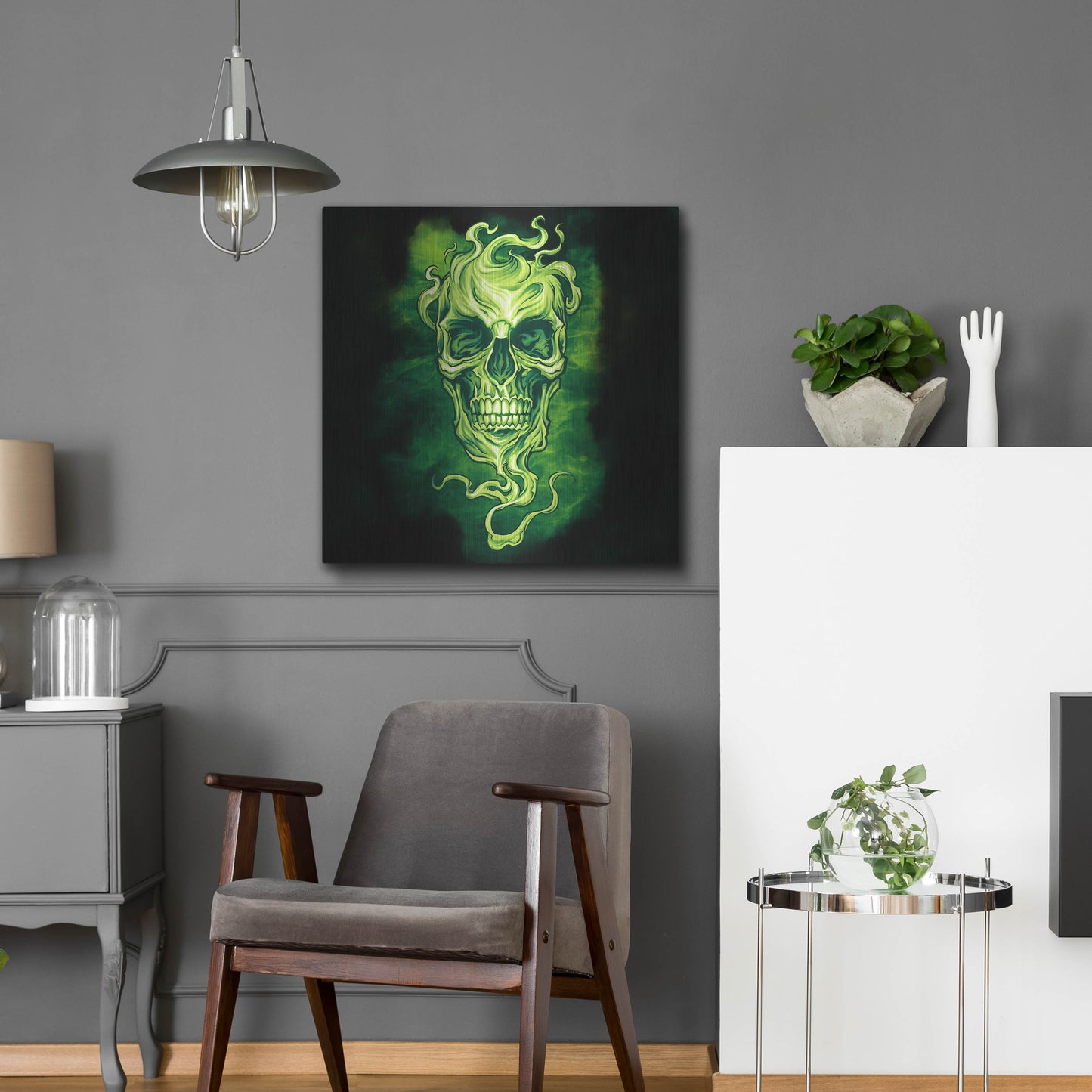 Luxe Metal Art 'Smoky Skull' by Flyland Designs, Metal Wall Art,24x24