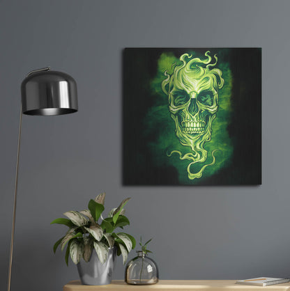 Luxe Metal Art 'Smoky Skull' by Flyland Designs, Metal Wall Art,24x24