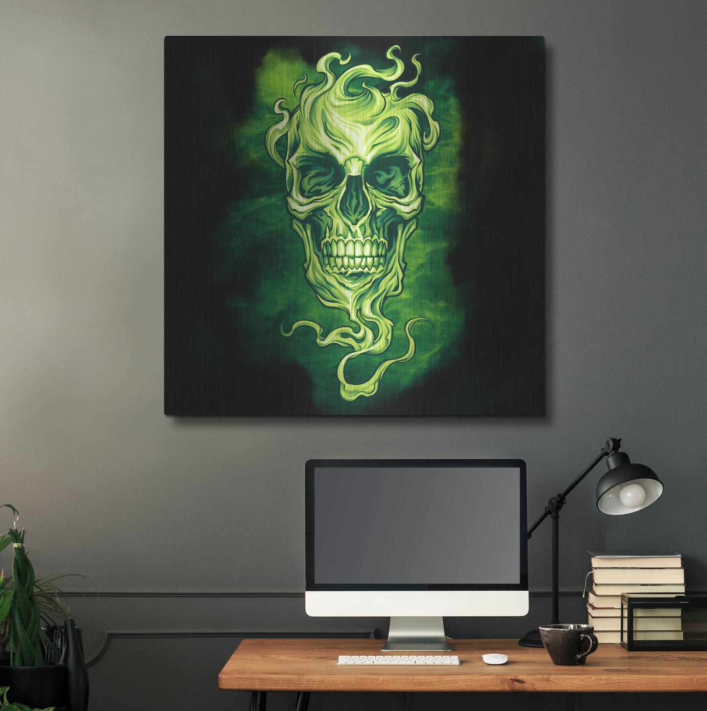 Luxe Metal Art 'Smoky Skull' by Flyland Designs, Metal Wall Art,36x36