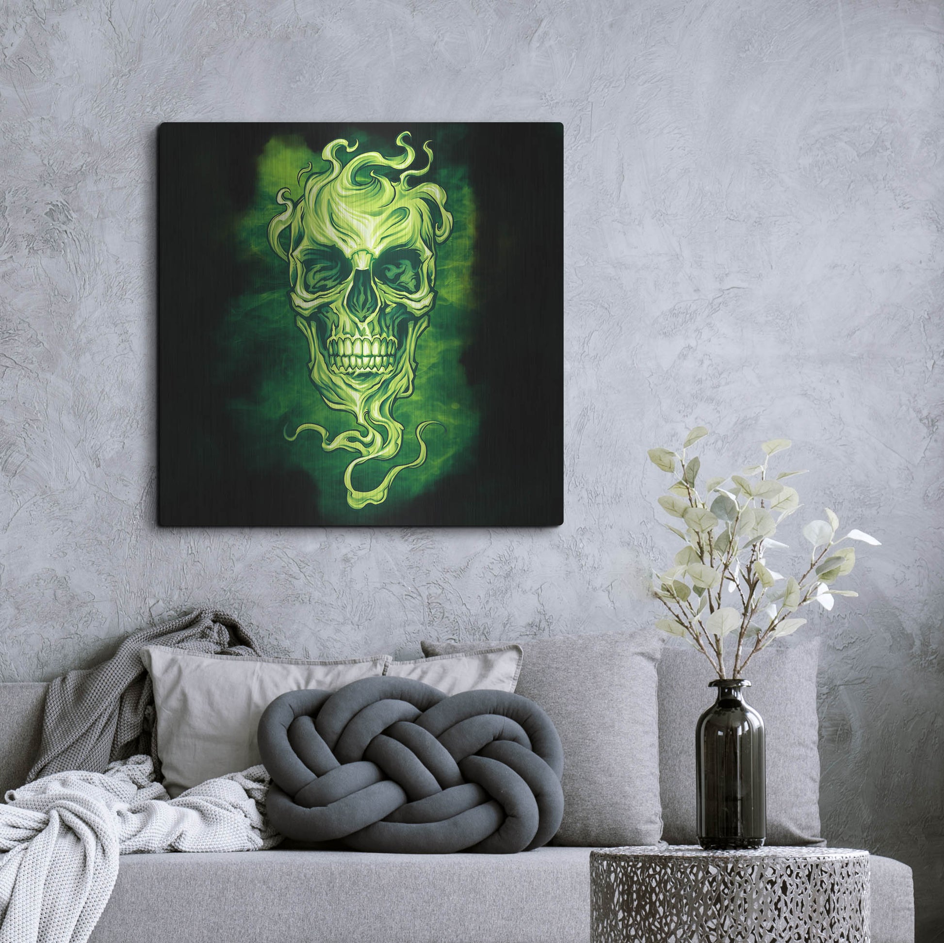 Luxe Metal Art 'Smoky Skull' by Flyland Designs, Metal Wall Art,36x36