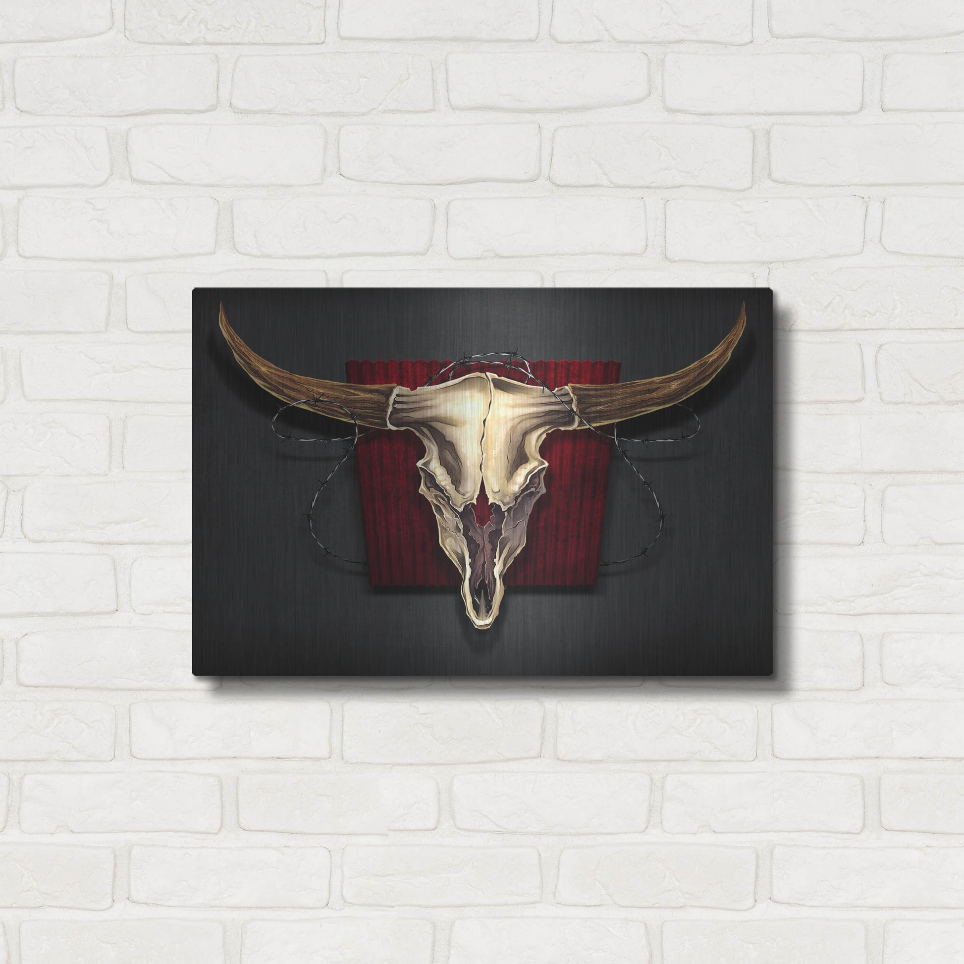 Luxe Metal Art 'Steer Skull 01' by Flyland Designs, Metal Wall Art,24x16