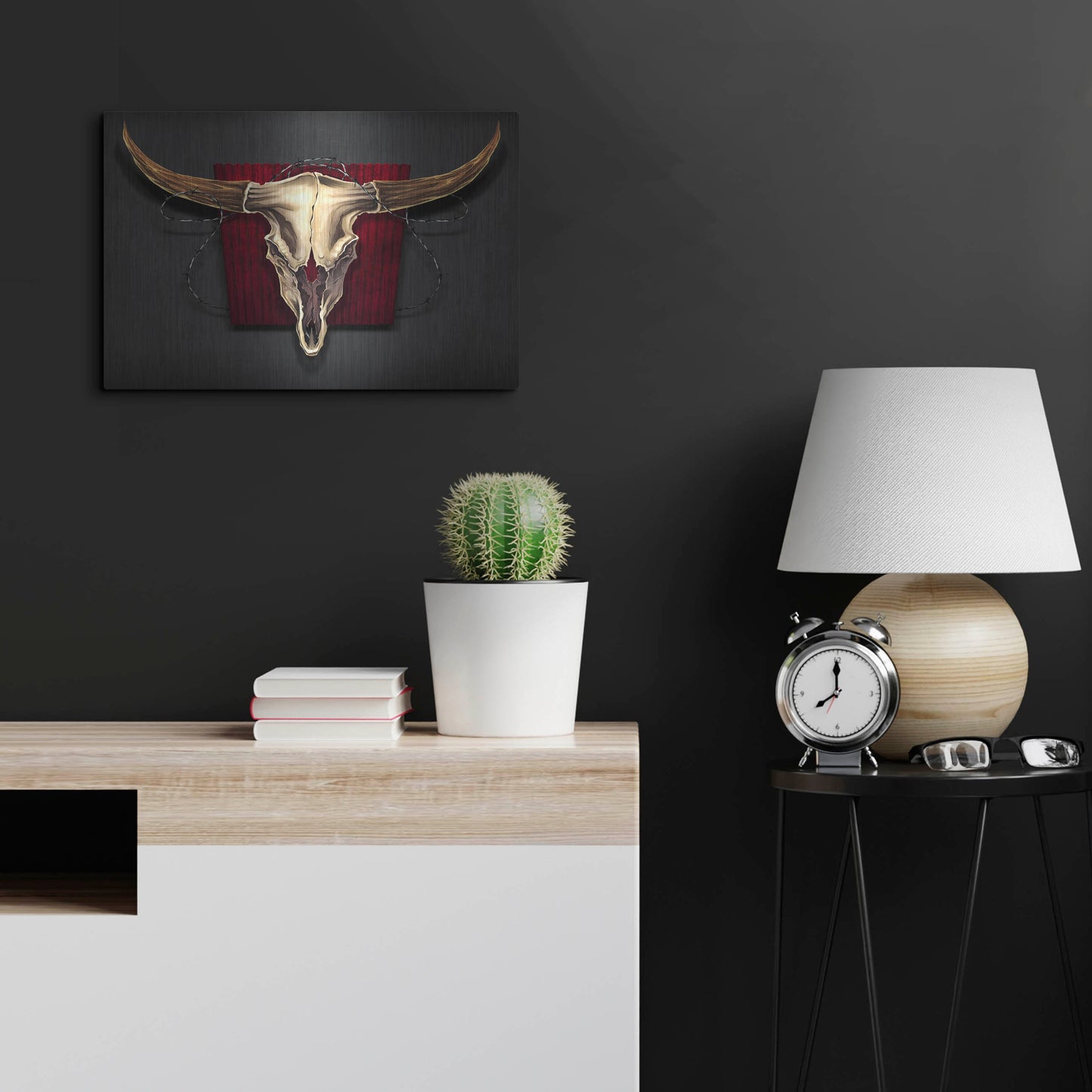 Luxe Metal Art 'Steer Skull 01' by Flyland Designs, Metal Wall Art,24x16