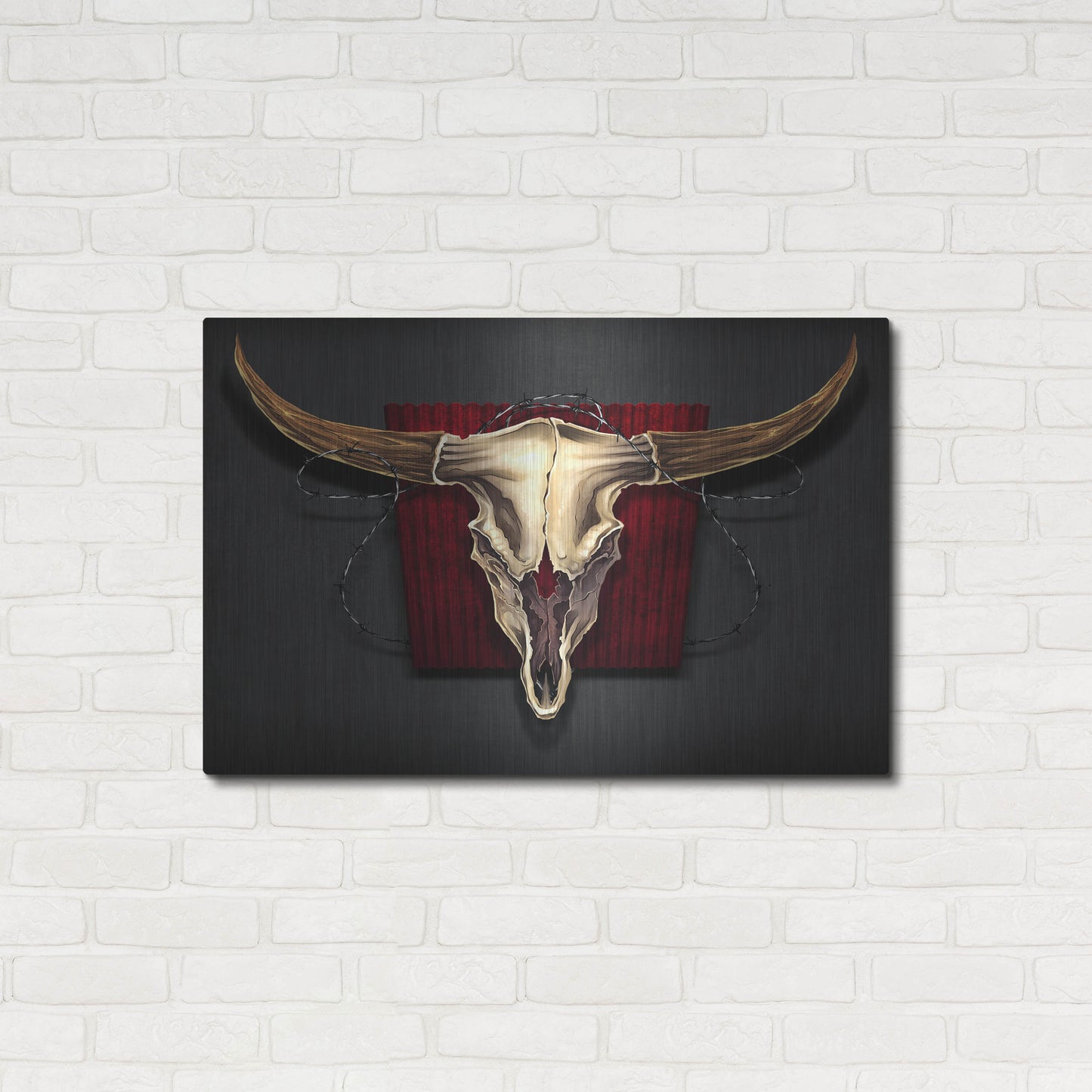 Luxe Metal Art 'Steer Skull 01' by Flyland Designs, Metal Wall Art,36x24