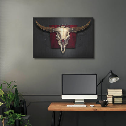 Luxe Metal Art 'Steer Skull 01' by Flyland Designs, Metal Wall Art,36x24