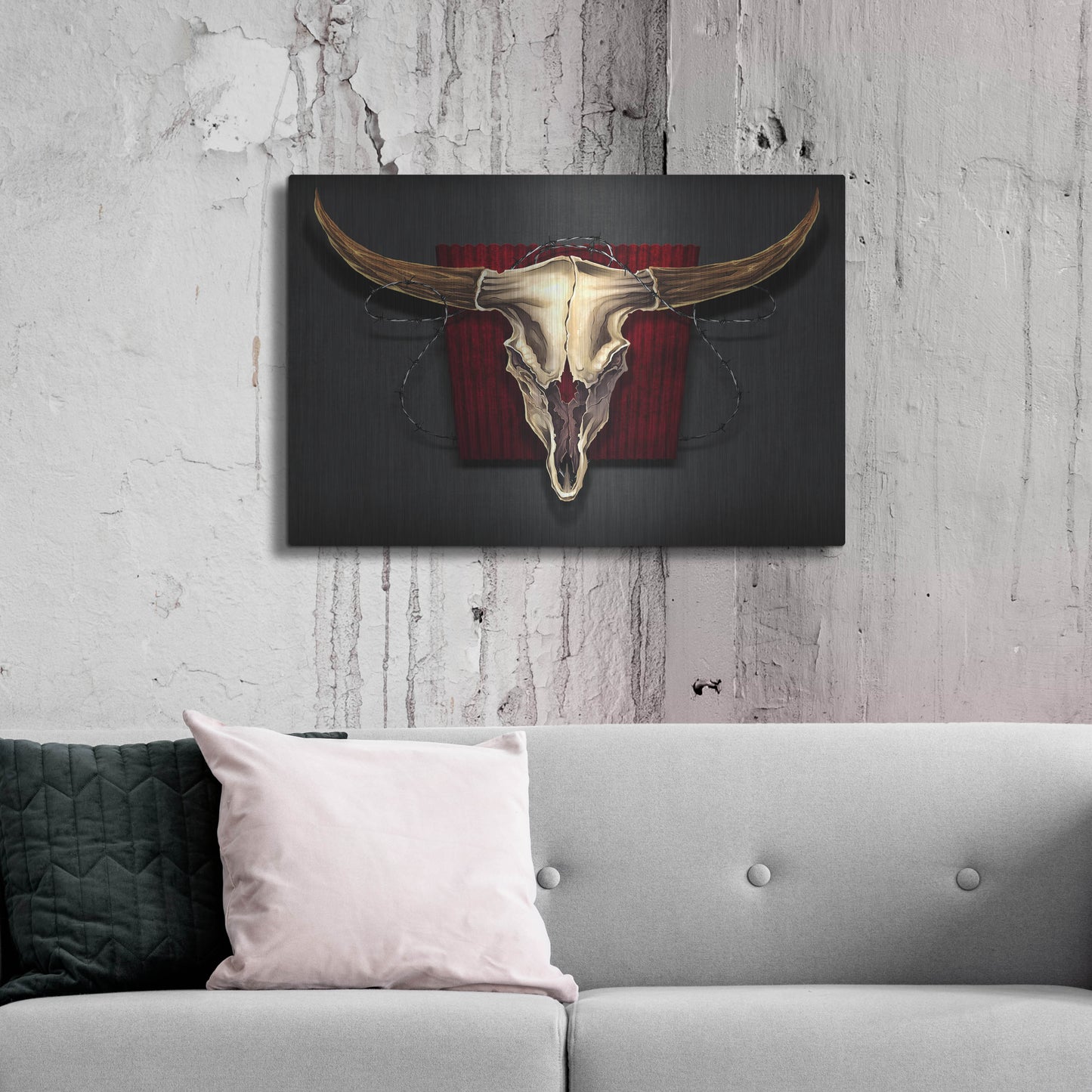 Luxe Metal Art 'Steer Skull 01' by Flyland Designs, Metal Wall Art,36x24