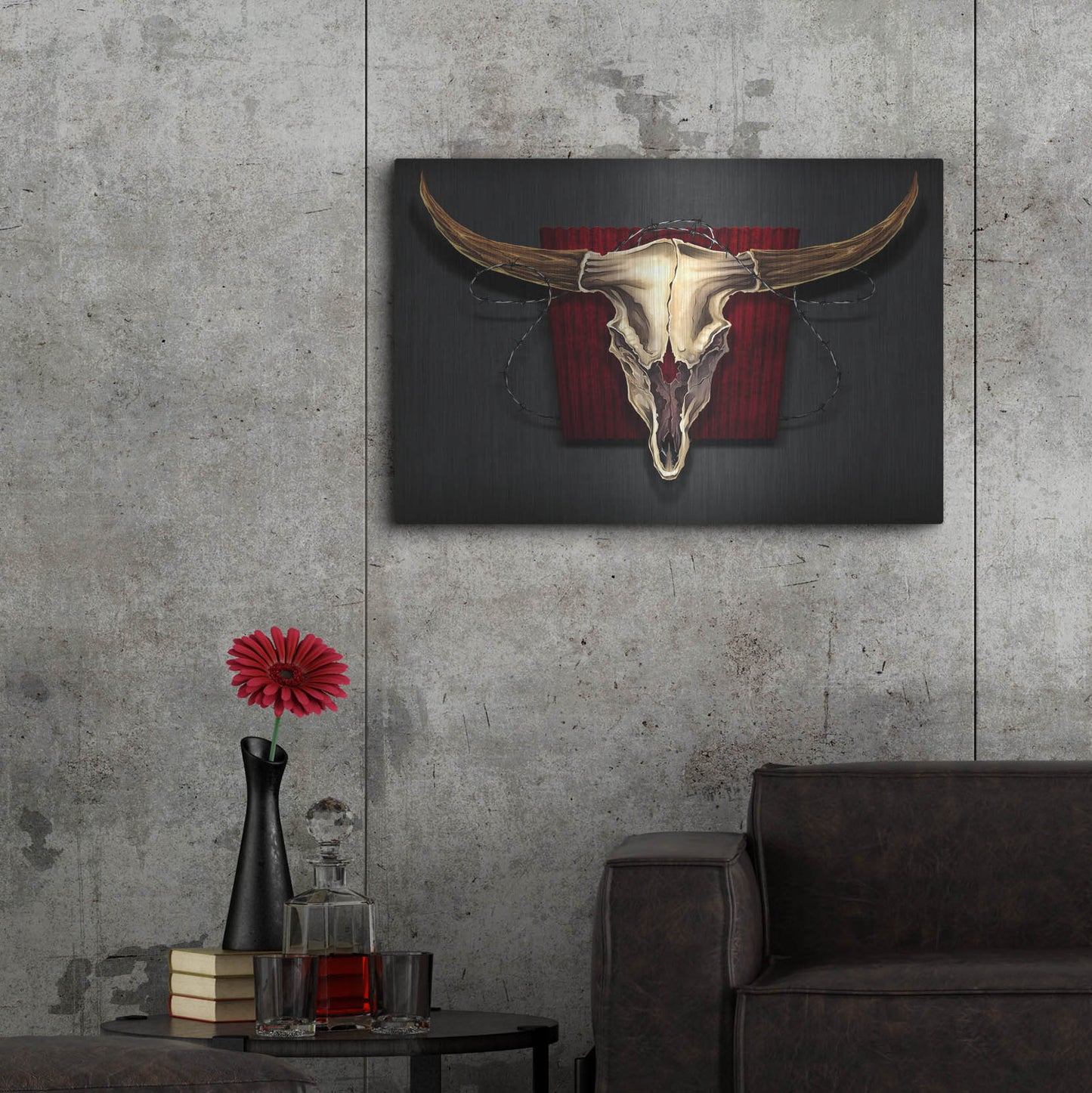 Luxe Metal Art 'Steer Skull 01' by Flyland Designs, Metal Wall Art,36x24