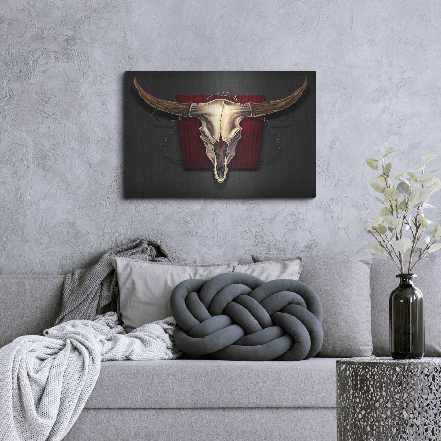 Luxe Metal Art 'Steer Skull 01' by Flyland Designs, Metal Wall Art,36x24