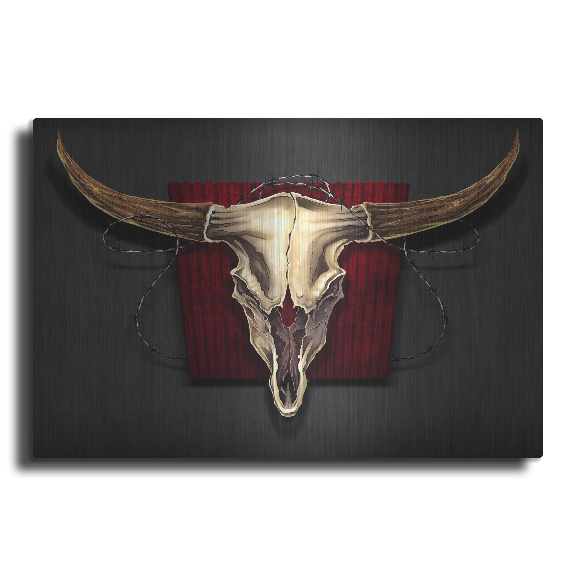 Luxe Metal Art 'Steer Skull 01' by Flyland Designs, Metal Wall Art