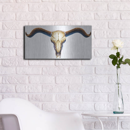 Luxe Metal Art 'Steer Skull 02' by Flyland Designs, Metal Wall Art,24x12