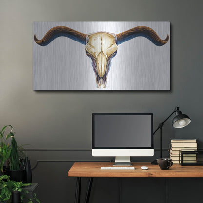 Luxe Metal Art 'Steer Skull 02' by Flyland Designs, Metal Wall Art,48x24