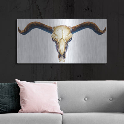 Luxe Metal Art 'Steer Skull 02' by Flyland Designs, Metal Wall Art,48x24