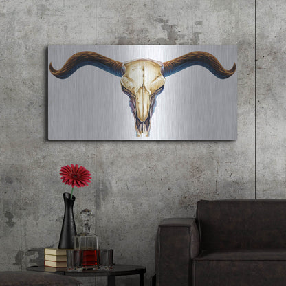 Luxe Metal Art 'Steer Skull 02' by Flyland Designs, Metal Wall Art,48x24