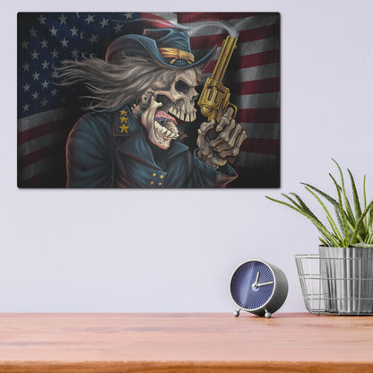 Luxe Metal Art 'Yankee Skull General' by Flyland Designs, Metal Wall Art,16x12