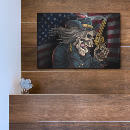 Luxe Metal Art 'Yankee Skull General' by Flyland Designs, Metal Wall Art,16x12
