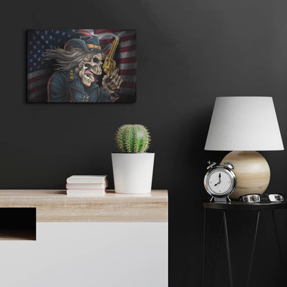 Luxe Metal Art 'Yankee Skull General' by Flyland Designs, Metal Wall Art,24x16