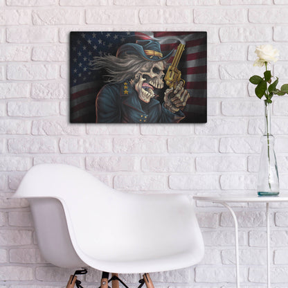 Luxe Metal Art 'Yankee Skull General' by Flyland Designs, Metal Wall Art,24x16