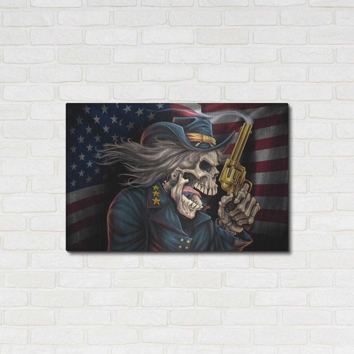 Luxe Metal Art 'Yankee Skull General' by Flyland Designs, Metal Wall Art,36x24