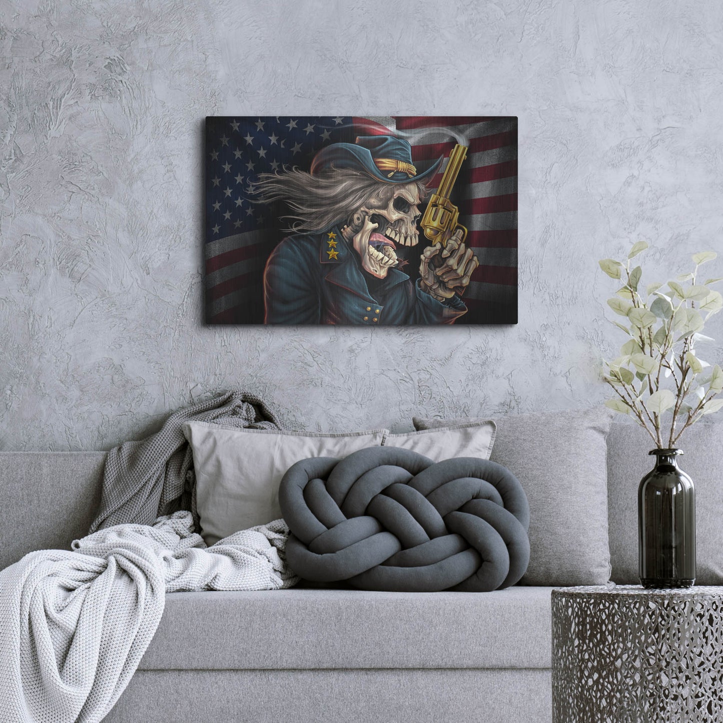 Luxe Metal Art 'Yankee Skull General' by Flyland Designs, Metal Wall Art,36x24
