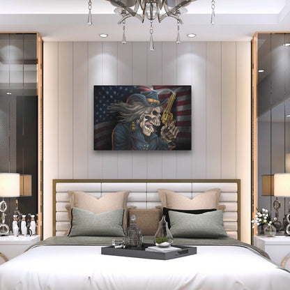 Luxe Metal Art 'Yankee Skull General' by Flyland Designs, Metal Wall Art,36x24
