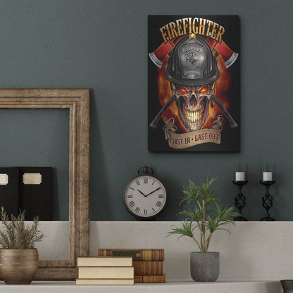 Luxe Metal Art 'Fire Fighter Skull' by Flyland Designs, Metal Wall Art,12x16