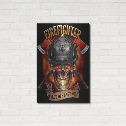 Luxe Metal Art 'Fire Fighter Skull' by Flyland Designs, Metal Wall Art,24x36