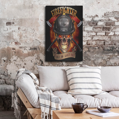 Luxe Metal Art 'Fire Fighter Skull' by Flyland Designs, Metal Wall Art,24x36