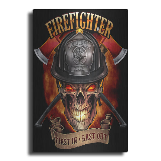 Luxe Metal Art 'Fire Fighter Skull' by Flyland Designs, Metal Wall Art