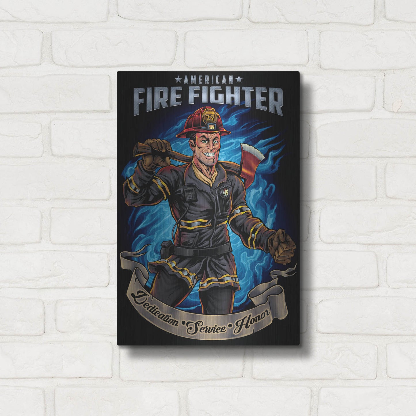 Luxe Metal Art 'Firefighter Human Template' by Flyland Designs, Metal Wall Art,12x16