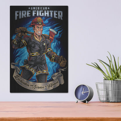 Luxe Metal Art 'Firefighter Human Template' by Flyland Designs, Metal Wall Art,12x16