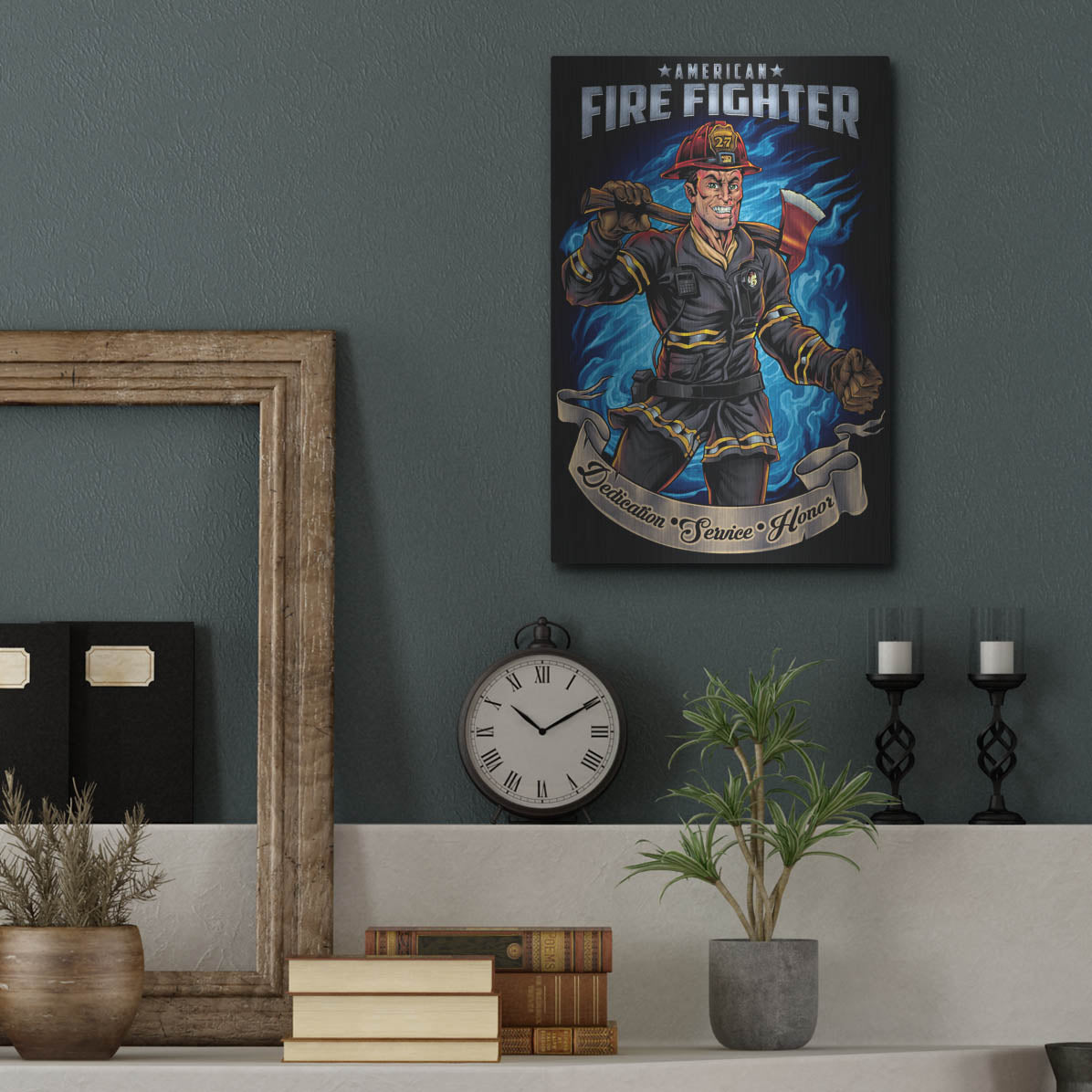 Luxe Metal Art 'Firefighter Human Template' by Flyland Designs, Metal Wall Art,12x16