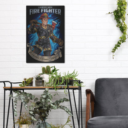 Luxe Metal Art 'Firefighter Human Template' by Flyland Designs, Metal Wall Art,12x16