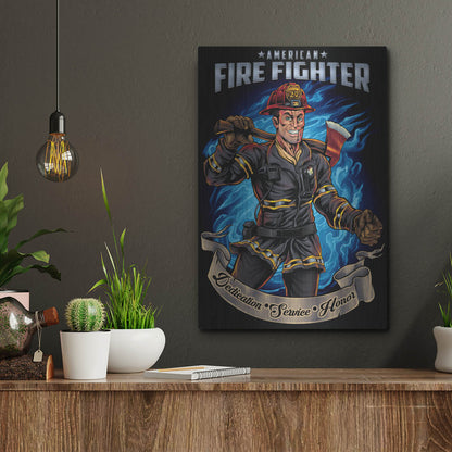 Luxe Metal Art 'Firefighter Human Template' by Flyland Designs, Metal Wall Art,12x16