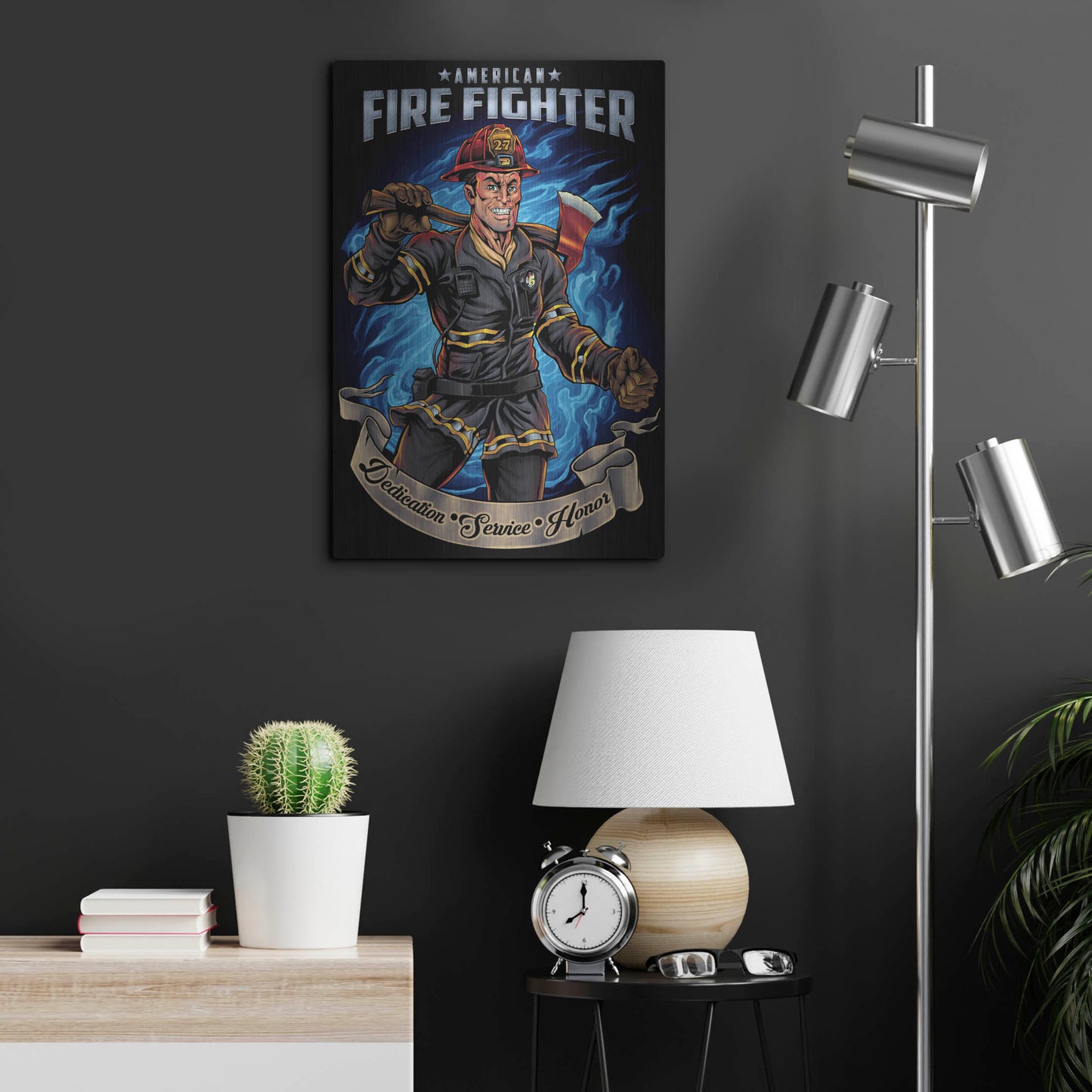 Luxe Metal Art 'Firefighter Human Template' by Flyland Designs, Metal Wall Art,16x24